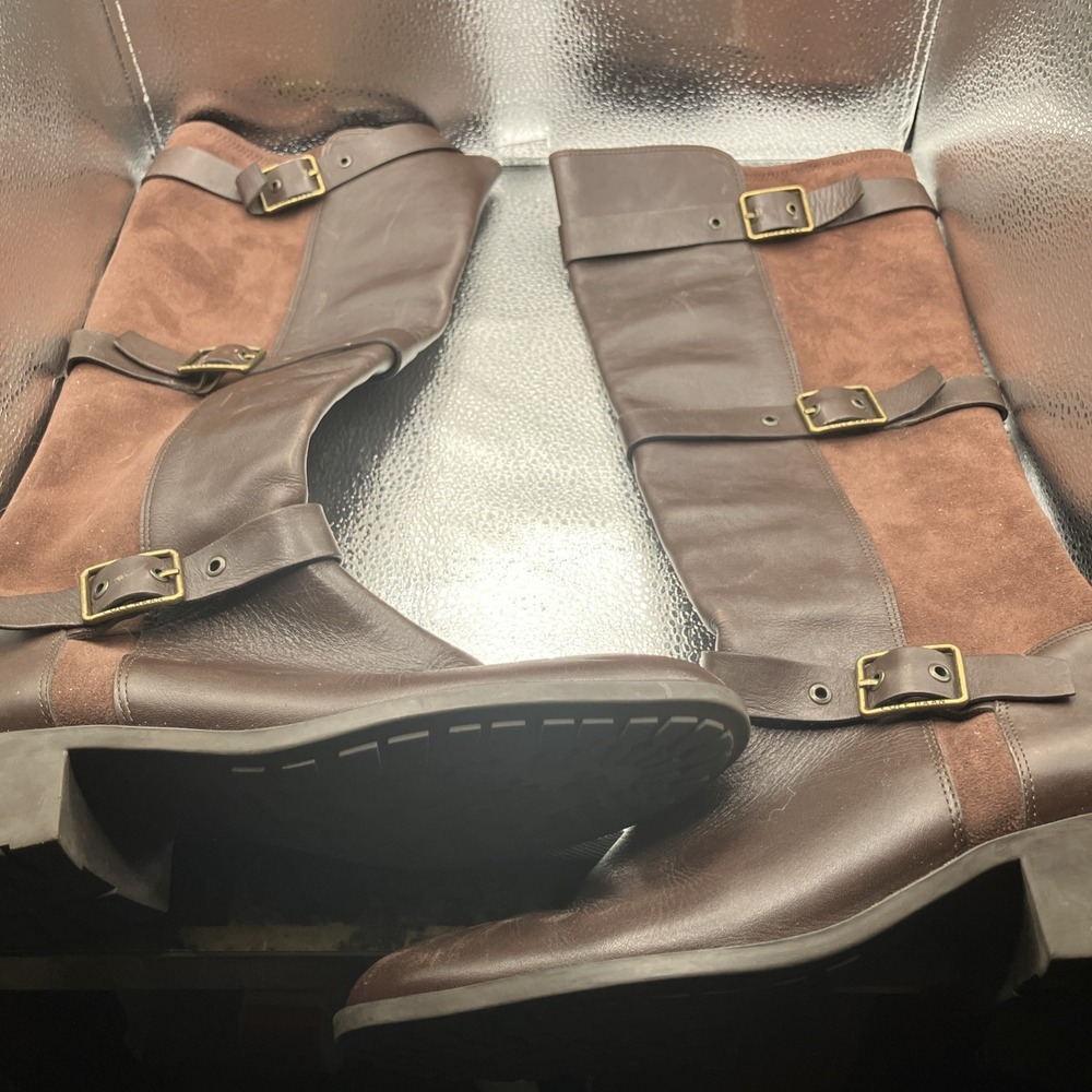 Cole Haan Woman's 7 Brown Leather/Suede Side Zip Boots - Picture 13 of 14